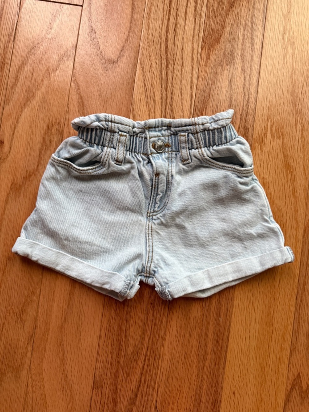 Zara Light Blue Denim Kids Shorts with Elastic Waist